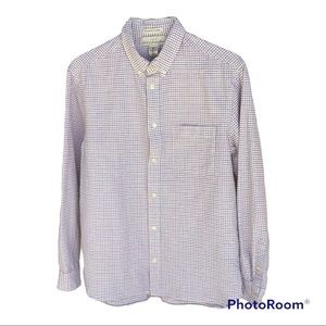 L.O.G.G. By H & M Ivory White Plaid Long Sleeve Button Down Shirt Size L